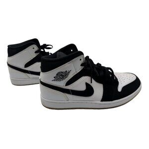 Nike Air Jordan 1 Mid SE Diamond Sneakers White & Black DH6933-100 Men's 8